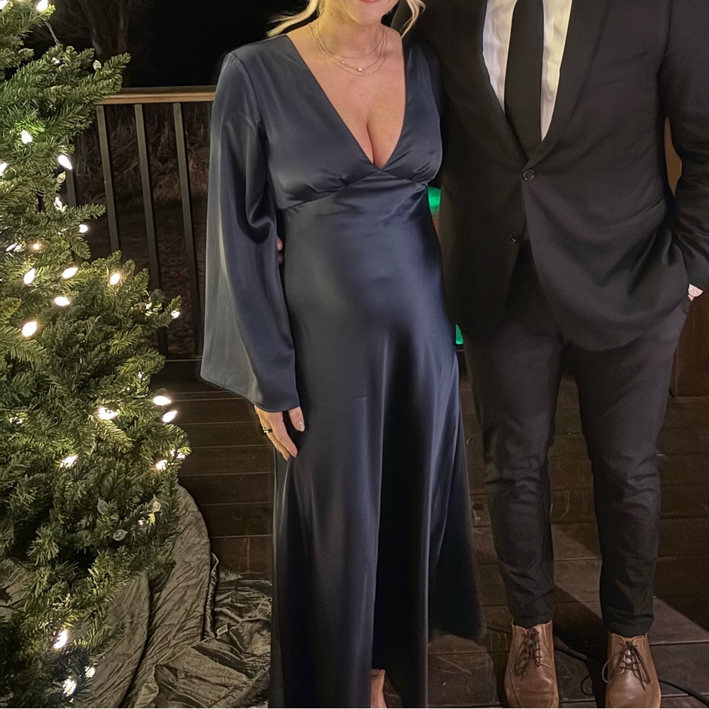 Vici Satin Navy Maxi Dress